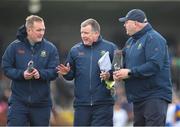 7 April 2024; Tipperary manager Paul Kelly, centre, and his managemnt team during the Munster GAA Football Senior Championship quarter-final match between Waterford and Tipperary at Fraher Field in Dungarvan, Waterford. Photo by Michael P Ryan/Sportsfile