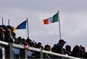7 April 2024; The Irish Tricolour and the Longford flags flutter in the wind during the Leinster GAA Football Senior Championship Round 1 match between Longford and Meath at Glennon Brothers Pearse Park in Longford. Photo by Ray McManus/Sportsfile