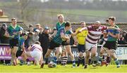 7 April 2024; Cathal Stokes of Gorey RFC in action against Tullow RFC during the Bank of Ireland Provincial Towns Cup semi-final match between Gorey and Tullow at Enniscorthy RFC in Wexford. Photo by Matt Browne/Sportsfile