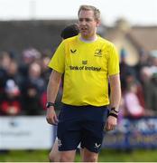 7 April 2024; Referee David Williams during the Bank of Ireland Provincial Towns Cup semi-final match between Gorey and Tullow at Enniscorthy RFC in Wexford. Photo by Matt Browne/Sportsfile