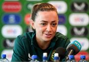 8 April 2024; Katie McCabe during a Republic of Ireland Women's media conference at the Castleknock Hotel in Dublin. Photo by Stephen McCarthy/Sportsfile