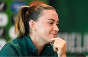 8 April 2024; Katie McCabe during a Republic of Ireland Women's media conference at the Castleknock Hotel in Dublin. Photo by Stephen McCarthy/Sportsfile