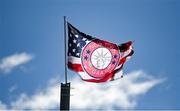 7 April 2024; A New York GAA flag is seen during the Connacht GAA Football Senior Championship quarter-final match between New York and Mayo at Gaelic Park in New York, USA. Photo by Sam Barnes/Sportsfile