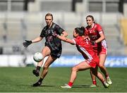7 April 2024; Neasa Dooley of Kildare in action against Meabh Corrigan of Tyrone during the Lidl LGFA National League Division 2 final match between Kildare and Tyrone at Croke Park in Dublin. Photo by Stephen Marken/Sportsfile