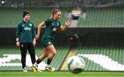 8 April 2024; Katie McCabe during a Republic of Ireland Women's training session at the Aviva Stadium in Dublin. Photo by Stephen McCarthy/Sportsfile