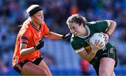7 April 2024; Hannah O'Donoghue of Kerry in action against Niamh Coleman of Armagh during the Lidl LGFA National League Division 1 final match between Armagh and Kerry at Croke Park in Dublin. Photo by Piaras Ó Mídheach/Sportsfile