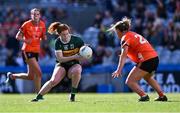 7 April 2024; Louise Ní Mhuircheartaigh of Kerry in action against Louise Kenny of Armagh during the Lidl LGFA National League Division 1 final match between Armagh and Kerry at Croke Park in Dublin. Photo by Piaras Ó Mídheach/Sportsfile