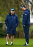 8 April 2024; Senior coach Jacques Nienaber and head coach Leo Cullen during a Leinster Rugby squad training session at UCD in Dublin. Photo by Harry Murphy/Sportsfile