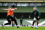 8 April 2024; Izzy Atkinson and Aoife Mannion, left, during a Republic of Ireland Women's training session at the Aviva Stadium in Dublin. Photo by Stephen McCarthy/Sportsfile