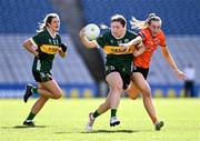7 April 2024; Hannah O'Donoghue of Kerry in action against Cait Towe of Armagh during the Lidl LGFA National League Division 1 final match between Armagh and Kerry at Croke Park in Dublin. Photo by Piaras Ó Mídheach/Sportsfile