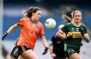 7 April 2024; Aimee Mackin of Armagh in action against Ciara Murphy of Kerry during the Lidl LGFA National League Division 1 final match between Armagh and Kerry at Croke Park in Dublin. Photo by Piaras Ó Mídheach/Sportsfile