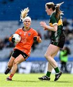 7 April 2024; Lauren McConville of Armagh in action against Anna Galvin of Kerry during the Lidl LGFA National League Division 1 final match between Armagh and Kerry at Croke Park in Dublin. Photo by Piaras Ó Mídheach/Sportsfile
