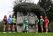 9 April 2024; Leinster LGFA President Trina Murray with players, from left, Beibhinn McDonald of Wexford and Líadan Murphy of Dublin, Minor B finalists, Sophie Knightly of Kildare and Kerrie Cole of Meath, Minor A finalists, and Minor C semi-finalist Clodagh Mahon of Carlow and Minor C finalist Brígh McEnteggart of Louth at the Leinster LGFA Minor Captains’ evening at Dún na Sí Park in Moate, Westmeath, ahead of the upcoming 2024 Minor Championship Finals. Photo by Piaras Ó Mídheach/Sportsfile
