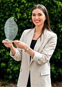 9 April 2024; Kildare’s Ellie O’Toole is pictured with The Croke Park Hotel/LGFA Player of the Month award for March 2024, at The Croke Park Hotel in Jones Road, Dublin. A newcomer to the Kildare panel in 2024, Ellie was a stand-out player for the Lilywhites in their Lidl NFL Division 2 outings against Laois and Tyrone in March. Kildare were crowned 2024 Lidl NFL Division 2 champions at Croke Park last Sunday, with Ellie coming off the bench in the second half to play a key role. Photo by Tyler Miller/Sportsfile