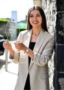 9 April 2024; Kildare’s Ellie O’Toole is pictured with The Croke Park Hotel/LGFA Player of the Month award for March 2024, at The Croke Park Hotel in Jones Road, Dublin. A newcomer to the Kildare panel in 2024, Ellie was a stand-out player for the Lilywhites in their Lidl NFL Division 2 outings against Laois and Tyrone in March. Kildare were crowned 2024 Lidl NFL Division 2 champions at Croke Park last Sunday, with Ellie coming off the bench in the second half to play a key role. Photo by Tyler Miller/Sportsfile