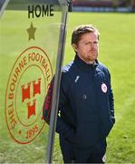 9 April 2024; Manager Damien Duff poses for a portrait during a Shelbourne media conference at Tolka Park in Dublin. Photo by Ben McShane/Sportsfile