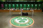 9 April 2024; A general view of the Republic of Ireland dressingroom before the UEFA Women's European Championship qualifying group A match between Republic of Ireland and England at Aviva Stadium in Dublin. Photo by Stephen McCarthy/Sportsfile