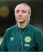 9 April 2024; Louise Quinn of Republic of Ireland before the UEFA Women's European Championship qualifying group A match between Republic of Ireland and England at Aviva Stadium in Dublin. Photo by Stephen McCarthy/Sportsfile