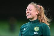 9 April 2024; Amber Barrett of Republic of Ireland before the UEFA Women's European Championship qualifying group A match between Republic of Ireland and England at Aviva Stadium in Dublin. Photo by Stephen McCarthy/Sportsfile