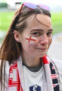 9 April 2024; England supporter Bella Marsh, from Manchester in England, before the UEFA Women's European Championship qualifying group A match between Republic of Ireland and England at Aviva Stadium in Dublin. Photo by Ben McShane/Sportsfile