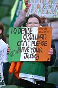 9 April 2024; A Republic of Ireland supporter before the UEFA Women's European Championship qualifying group A match between Republic of Ireland and England at Aviva Stadium in Dublin. Photo by Ben McShane/Sportsfile