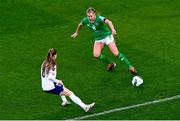 9 April 2024; Ruesha Littlejohn of Republic of Ireland in action against Jessica Park of England during the UEFA Women's European Championship qualifying group A match between Republic of Ireland and England at Aviva Stadium in Dublin. Photo by Tyler Miller/Sportsfile