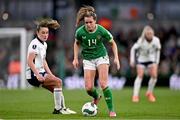 9 April 2024; Heather Payne of Republic of Ireland in action against Ella Toone of England during the UEFA Women's European Championship qualifying group A match between Republic of Ireland and England at Aviva Stadium in Dublin. Photo by Ben McShane/Sportsfile