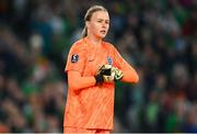 9 April 2024; England goalkeeper Hannah Hampton during the UEFA Women's European Championship qualifying group A match between Republic of Ireland and England at Aviva Stadium in Dublin. Photo by Stephen McCarthy/Sportsfile