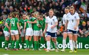 9 April 2024; Republic of Ireland captain Katie McCabe speaks to her teammates after England scored their second goal during the UEFA Women's European Championship qualifying group A match between Republic of Ireland and England at Aviva Stadium in Dublin. Photo by Stephen McCarthy/Sportsfile