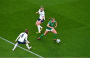 9 April 2024; Ruesha Littlejohn of Republic of Ireland in action against Jessica Park and Alessia Russo of England during the UEFA Women's European Championship qualifying group A match between Republic of Ireland and England at Aviva Stadium in Dublin. Photo by Tyler Miller/Sportsfile