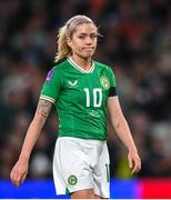9 April 2024; Denise O'Sullivan of Republic of Ireland reacts during the UEFA Women's European Championship qualifying group A match between Republic of Ireland and England at Aviva Stadium in Dublin. Photo by Stephen McCarthy/Sportsfile