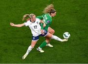 9 April 2024; Beth Mead of England in action against Leanne Kiernan of Republic of Ireland during the UEFA Women's European Championship qualifying group A match between Republic of Ireland and England at Aviva Stadium in Dublin. Photo by Tyler Miller/Sportsfile