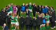 9 April 2024; Republic of Ireland head coach Eileen Gleeson speaks to her players after the UEFA Women's European Championship qualifying group A match between Republic of Ireland and England at Aviva Stadium in Dublin. Photo by Tyler Miller/Sportsfile