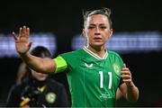 9 April 2024; Katie McCabe of Republic of Ireland after the UEFA Women's European Championship qualifying group A match between Republic of Ireland and England at Aviva Stadium in Dublin. Photo by Ramsey Cardy/Sportsfile