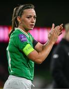 9 April 2024; Katie McCabe of Republic of Ireland after the UEFA Women's European Championship qualifying group A match between Republic of Ireland and England at Aviva Stadium in Dublin. Photo by Ramsey Cardy/Sportsfile
