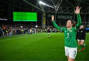9 April 2024; Megan Campbell of Republic of Ireland after the UEFA Women's European Championship qualifying group A match between Republic of Ireland and England at Aviva Stadium in Dublin. Photo by Stephen McCarthy/Sportsfile