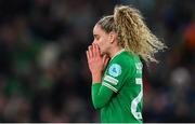 9 April 2024; Leanne Kiernan of Republic of Ireland reacts after the UEFA Women's European Championship qualifying group A match between Republic of Ireland and England at Aviva Stadium in Dublin. Photo by Stephen McCarthy/Sportsfile