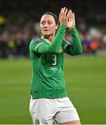 9 April 2024; Megan Campbell of Republic of Ireland after the UEFA Women's European Championship qualifying group A match between Republic of Ireland and England at Aviva Stadium in Dublin. Photo by Ben McShane/Sportsfile