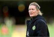 9 April 2024; Republic of Ireland assistant coach Emma Byrne before the UEFA Women's European Championship qualifying group A match between Republic of Ireland and England at Aviva Stadium in Dublin. Photo by Stephen McCarthy/Sportsfile