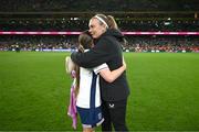 9 April 2024; Republic of Ireland goalkeeper Grace Moloney and Fran Kirby of England after the UEFA Women's European Championship qualifying group A match between Republic of Ireland and England at Aviva Stadium in Dublin. Photo by Stephen McCarthy/Sportsfile