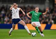 9 April 2024; Alessia Russo of England is tackled by Anna Patten of Republic of Ireland during the UEFA Women's European Championship qualifying group A match between Republic of Ireland and England at Aviva Stadium in Dublin. Photo by Ben McShane/Sportsfile