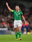 9 April 2024; Katie McCabe of Republic of Ireland reacts during the UEFA Women's European Championship qualifying group A match between Republic of Ireland and England at Aviva Stadium in Dublin. Photo by Ben McShane/Sportsfile