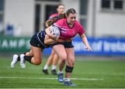 11 April 2024; Ruby McGauran of Loreto Mullingar is tackled by Robyn O'Connor of Loreto Wexford during the Bank of Ireland Girls Senior Schools Cup Final Replay match between Loreto Wexford and Loreto Mullingar at Energia Park in Dublin. Photo by Tyler Miller/Sportsfile