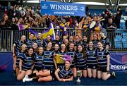 11 April 2024; The Loreto Wexford team celebrate with the cup and supporters after the Bank of Ireland Girls Senior Schools Cup Final Replay match between Loreto Wexford and Loreto Mullingar at Energia Park in Dublin. Photo by Tyler Miller/Sportsfile