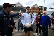 6 April 2024; Robert Finnerty of Galway arrives before the Connacht GAA Football Senior Championship quarter-final match between London and Galway at McGovern Park in Ruislip, England. Photo by Brendan Moran/Sportsfile