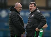 6 April 2024; London manager Michael Maher, right, and selector John Doyle before the Connacht GAA Football Senior Championship quarter-final match between London and Galway at McGovern Park in Ruislip, England. Photo by Brendan Moran/Sportsfile