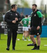 6 April 2024; London manager Michael Maher, left, and coach Michael Boyle before the Connacht GAA Football Senior Championship quarter-final match between London and Galway at McGovern Park in Ruislip, England. Photo by Brendan Moran/Sportsfile