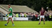 6 April 2024; Team captains Sean Kelly of Galway, right, and Eoin Walsh of London, both from Moycullen in Galway, before the Connacht GAA Football Senior Championship quarter-final match between London and Galway at McGovern Park in Ruislip, England. Photo by Brendan Moran/Sportsfile Photo by Brendan Moran/Sportsfile