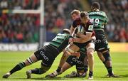 7 April 2024; Tom Ahern of Munster is tackled by Sam Graham of Northampton Saints during the Investec Champions Cup Round of 16 match between Northampton Saints and Munster at cinch Stadium at Franklin’s Gardens in Northampton, England. Photo by Brendan Moran/Sportsfile