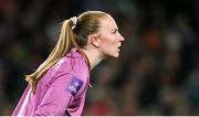 9 April 2024; Republic of Ireland goalkeeper Courtney Brosnan during the UEFA Women's European Championship qualifying group A match between Republic of Ireland and England at Aviva Stadium in Dublin. Photo by Ramsey Cardy/Sportsfile